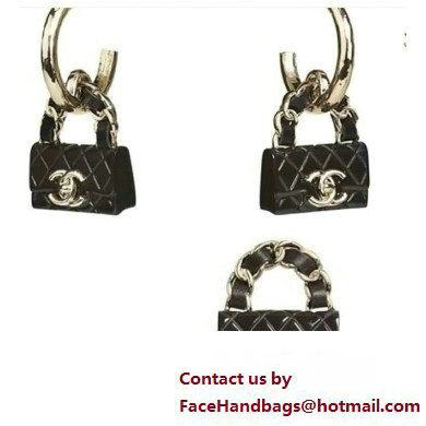 chanel Hoop Earrings in Metal, Resin  &  Calfskin. Gold,Black ABA009 2023